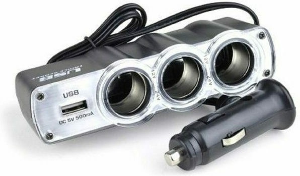 Incarcator auto 60 W cu 3 porturi pentru bricheta