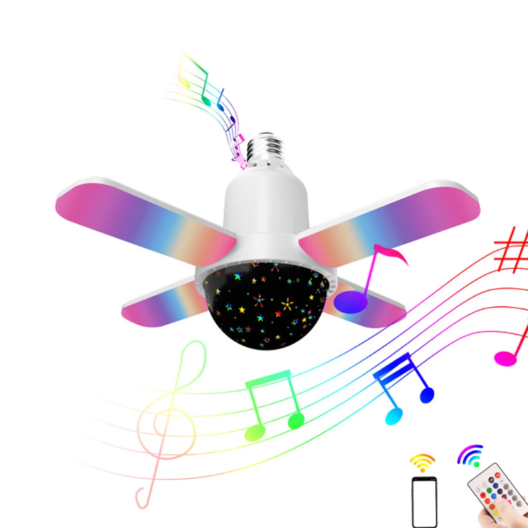 Mini lampa muzicala E27 LED Bec cu 4 brate 