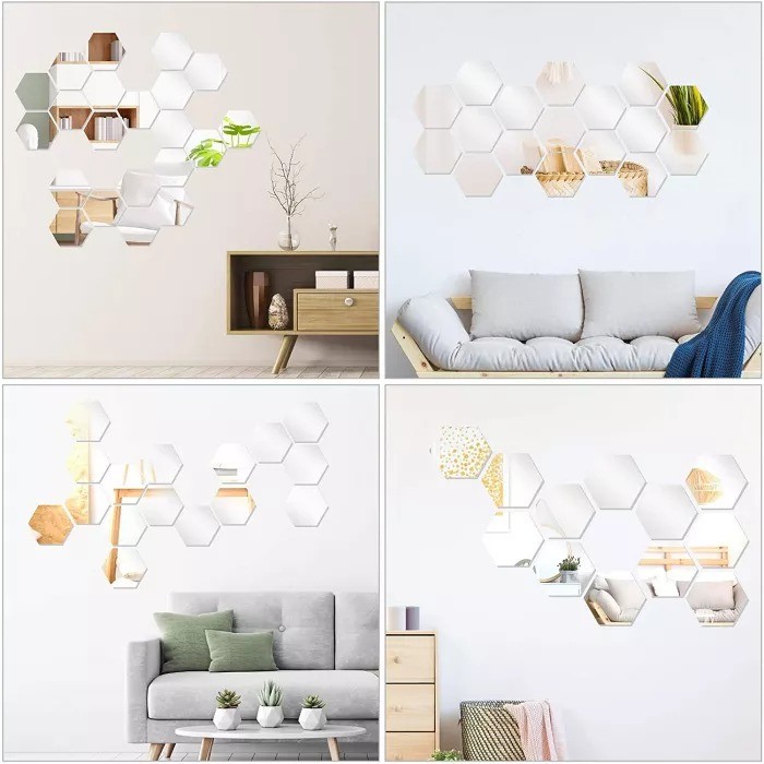Set de 10 oglinzi acrilice, hexagonale decorative