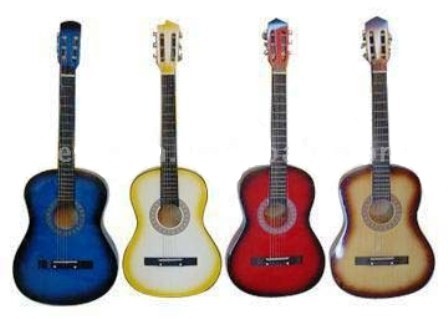 Chitara acustica din lemn design clasic cu 6 corzi metalice
