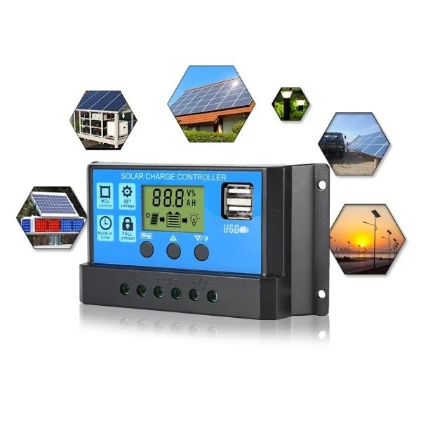 Controler regulator panou fotovoltaic, 12/24 V, cu afisaj LCD,10/20/30A