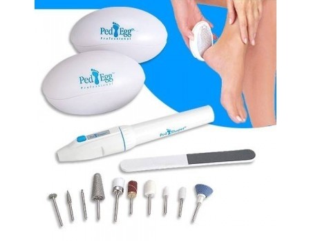 Set pedichiura Pedi Egg Spin, ingrijire calcaie si freza cu pile pentru unghii
