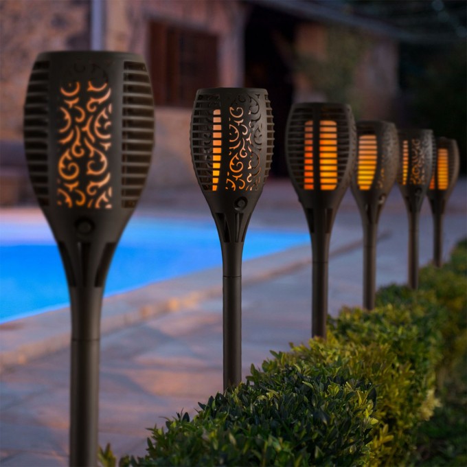 Lampa solara cu efect de flacara pentru gradina sau casa, 58 cm. 