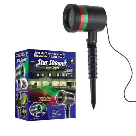 Proiector Laser Exterior – Iluminare Festivă Verde/Roșu pentru Fațadă și Curte