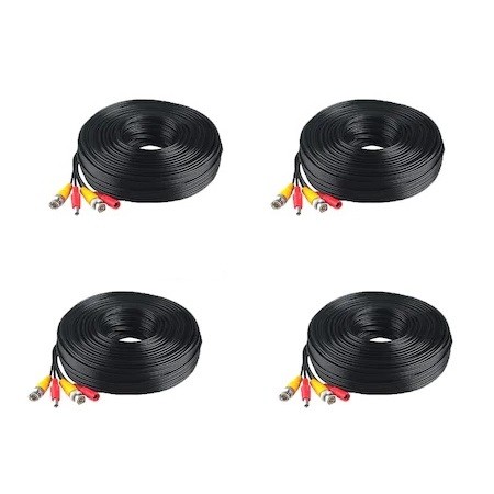 Set 4 cabluri BNC-DC, 15m lungime video si alimentare pentru camere de supraveghere CCTV