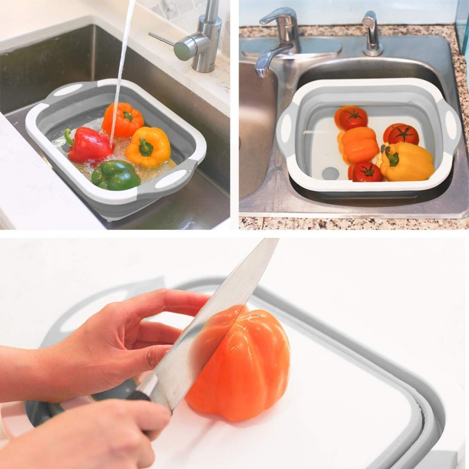 Tocator multifunctional, extensibil pliabil cu dop pentru scurgere