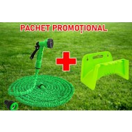 Oferta, furtun expandabil pentru gradina cu pistol si suport de perete