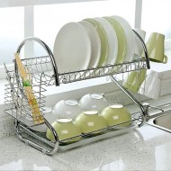 Suport de vase dublu strat pentru farfurii, tacâmuri și pahare – fier rezistent, design modern