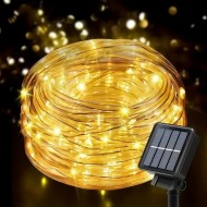 Furtun Luminos LED cu Încărcare Solară – 10 m, Lumina Alba Calda, Pentru Exterior