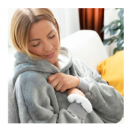 Patura cu maneci stil hanorac cu gluga si buzunar Huggle Hoodie Gri
