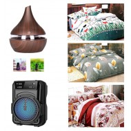 PROMOTIE LIMITATA! LENJERIE DE PAT 4 PIESE DIN FINET 180X230 CM MODEL FLORAL + UMIDIFICATOR AROMATERAPIE + SET 2 ULEIURI AROMATERAPIE + BOXA PORTABILA