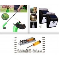 Pachet Gradina Hobby: - Trimmer electric portabil, - Set Chei biti/torx 28 piese, - Kit 2 lampi cu incarcare solara si senzor