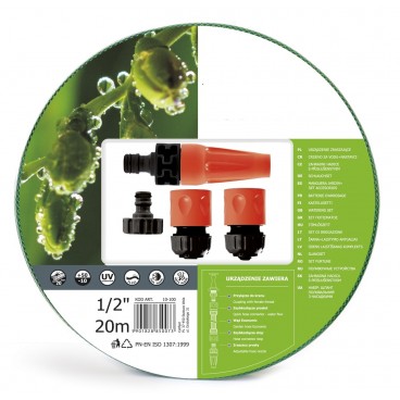 Stoc Limitat! Furtun de gradina cu insertie textila, diametru 1/2 20m, cu conectori si duza reglabila
