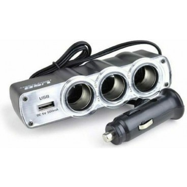 Incarcator auto 60 W cu 3 porturi pentru bricheta