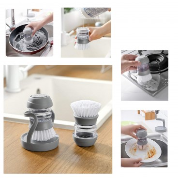 Perie de vase cu dozator detergent, suport depozitare, utilizare universala, forma ergonomica